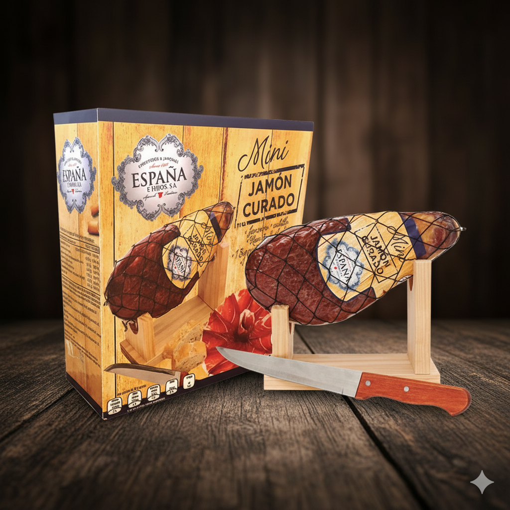 ХАМОН КУРАДО МИНИ 1kg със стойка и нож (1kg)